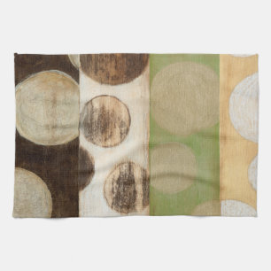 Earth Tone Wood Panel Painting with Circles Kitchen Towel