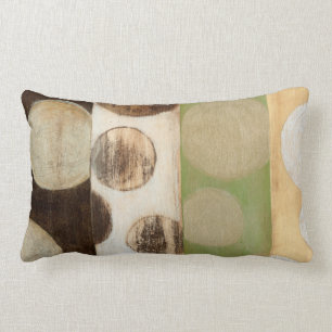 Earth Tone Wood Panel Painting with Circles Lumbar Pillow