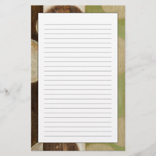 Earth Tone Wood Panel Painting with Circles Stationery