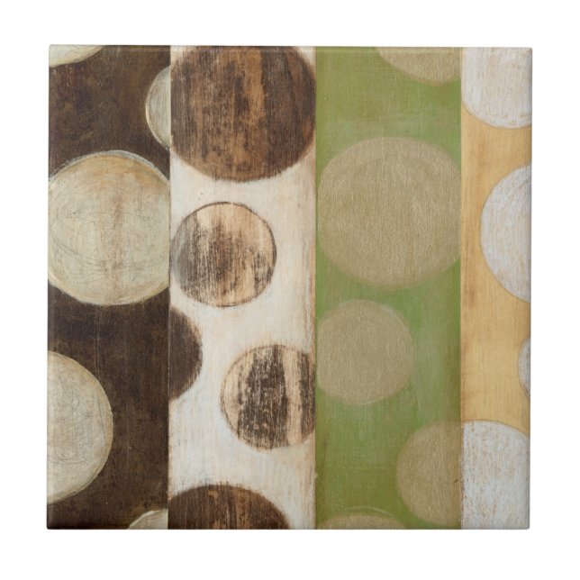 Earth Tone Wood Panel Painting with Circles Tile (Front)