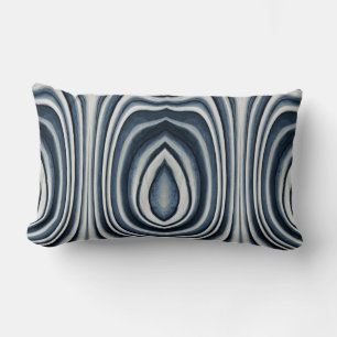 Earth Toned Blue Abstract Pattern Lumbar Pillow