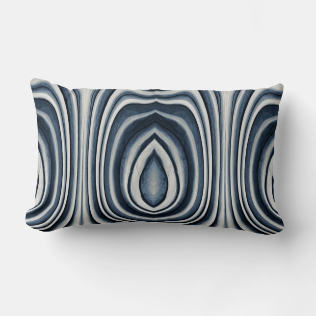 Earth Toned Blue Abstract Pattern Lumbar Pillow (Front)