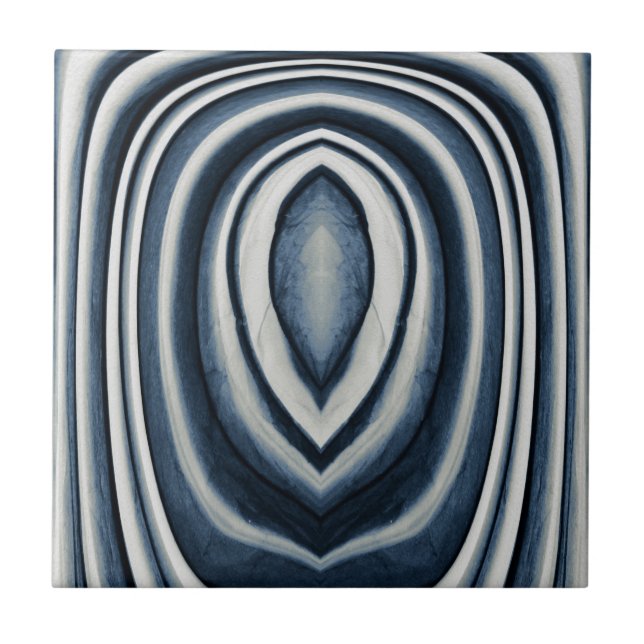 Earth Toned Blue Abstract Pattern Tile (Front)