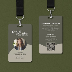 Earth Toned Event/Employee ID Card—QR Code Staff Badge