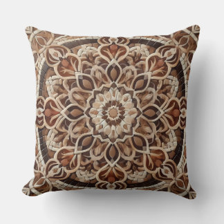 Earth-toned Mandala: Harmony of Nature Throw Pillow