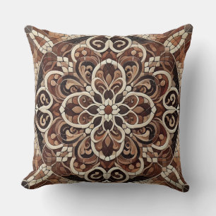 Earth-toned Mandala Pattern: Harmony of Nature Throw Pillow