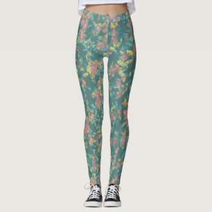 Earth Toned Multi-Colour Floral Pattern Leggings