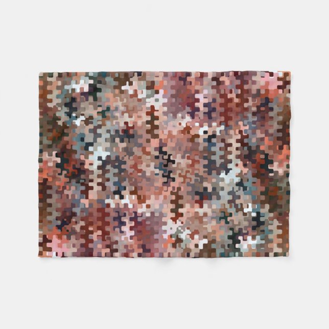 Earth Toned Multicolored Abstract Pattern Fleece Blanket (Front (Horizontal))