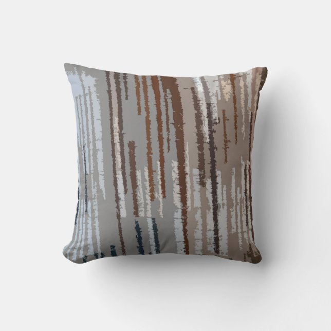 Earth Toned Multicolored Stripe Pattern Throw Pillow (Front)