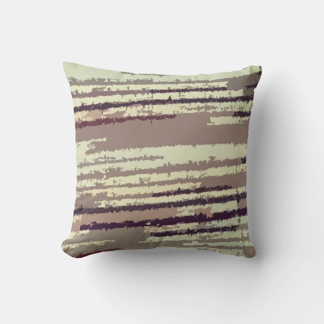 Earth Toned Multicolored Stripe Pattern Throw Pillow (Front)
