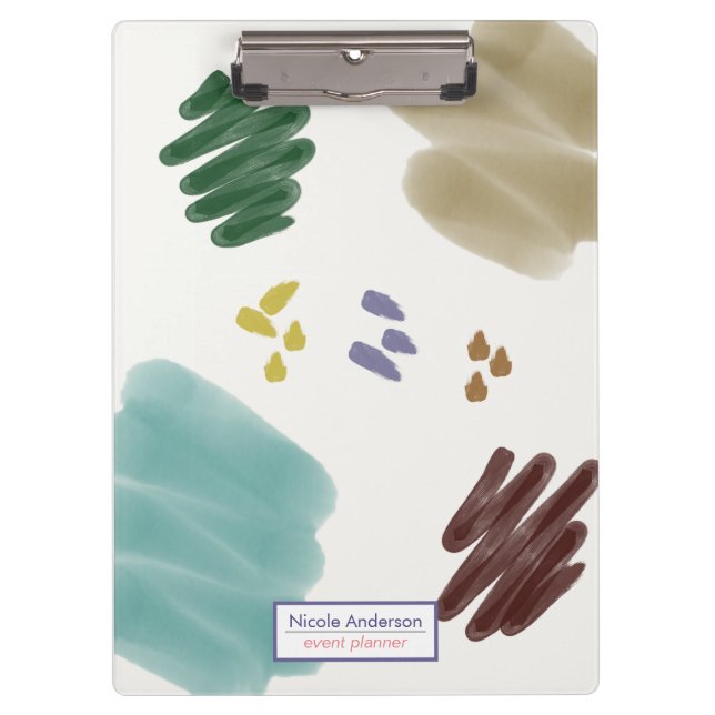 Earth-Toned Pastel Abstract Brush Stroke Clipboard (Front)