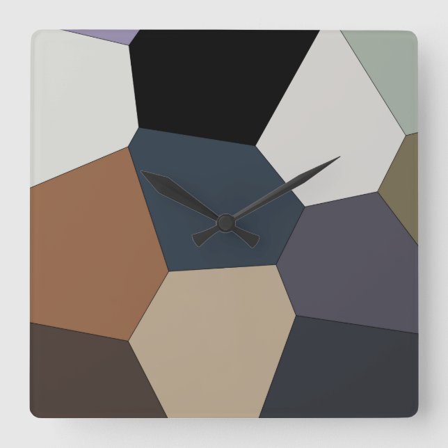 Earth Toned Pattern Square Wall Clock (Front)