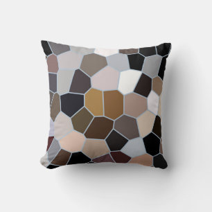 Earth Toned Stained Glass Pattern Throw Pillow