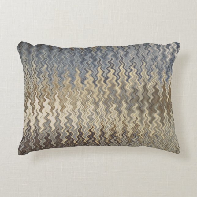 Earth Toned Wavy Pattern Accent Pillow (Front)