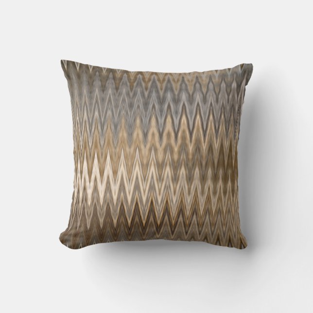 Earth Toned Wavy Pattern Throw Pillow (Front)