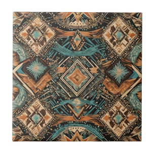 Earth Tones Abstract Geometric Pattern  Tile