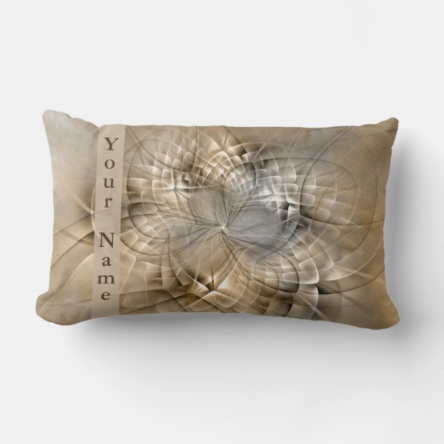 Earth Tones Abstract Modern Fractal Art Name Lumbar Pillow (Front)