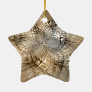 Earth Tones Abstract Modern Fractal Art Star Ceramic Ornament