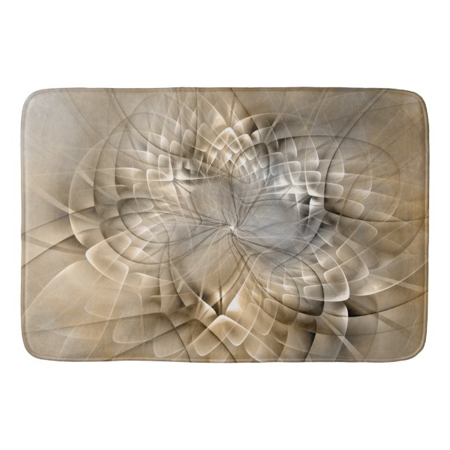 Earth Tones Abstract Modern Fractal Art Texture Bath Mat (Front)