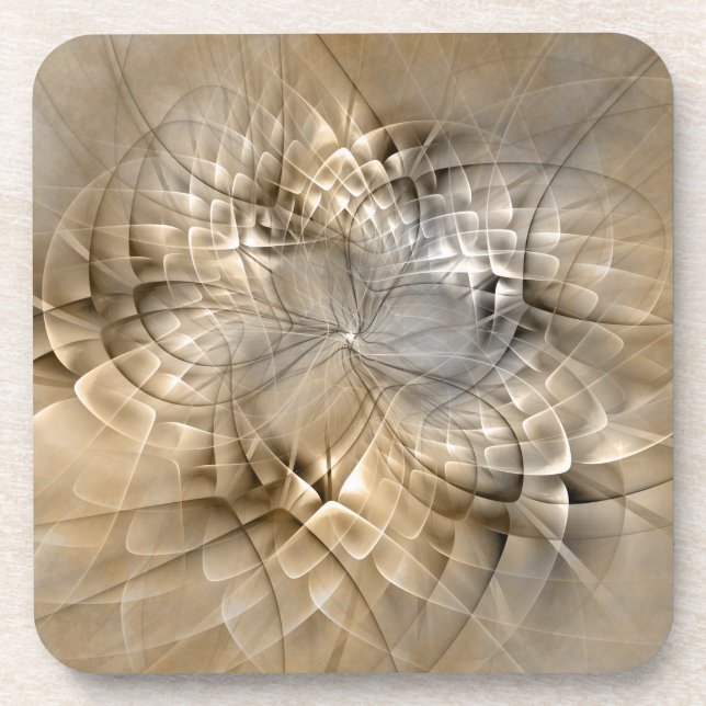 Earth Tones Abstract Modern Fractal Art Texture Coaster (Front)