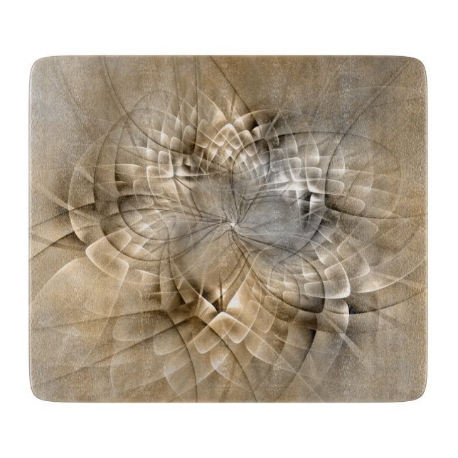 Earth Tones Abstract Modern Fractal Art Texture Cutting Board (Front)