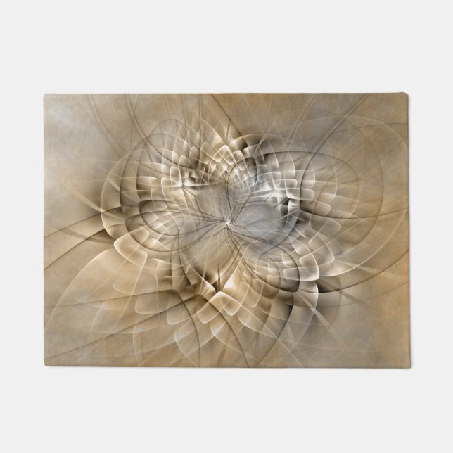 Earth Tones Abstract Modern Fractal Art Texture Doormat (Front)