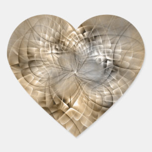 Earth Tones Abstract Modern Fractal Art Texture Heart Sticker