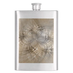 Earth Tones Abstract Modern Fractal Art Texture Hip Flask