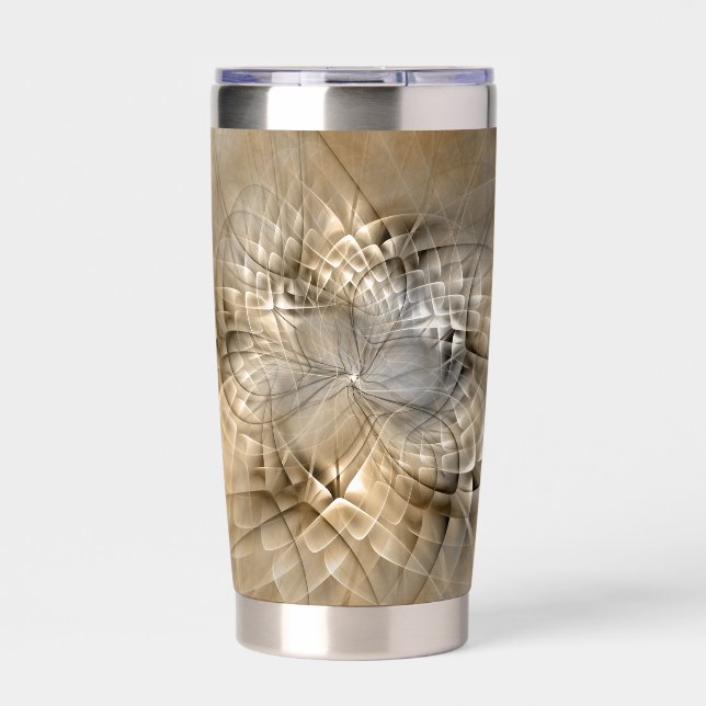 Earth Tones Abstract Modern Fractal Art Texture Insulated Tumbler (Front)
