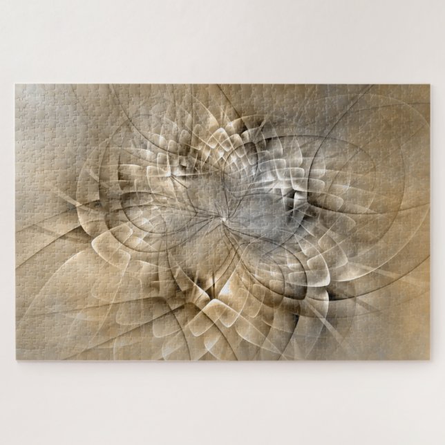Earth Tones Abstract Modern Fractal Art Texture Jigsaw Puzzle (Horizontal)