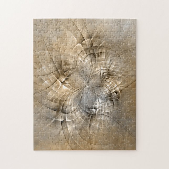Earth Tones Abstract Modern Fractal Art Texture Jigsaw Puzzle (Vertical)