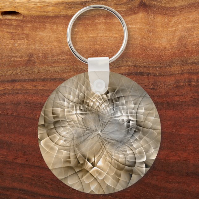 Earth Tones Abstract Modern Fractal Art Texture Keychain (Front)