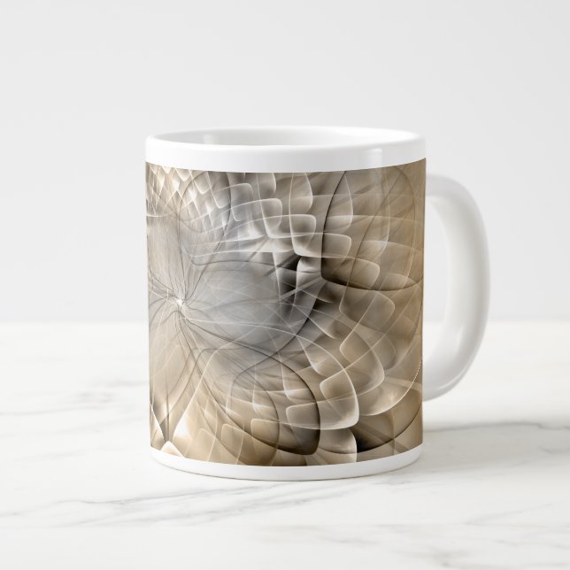 Earth Tones Abstract Modern Fractal Art Texture Large Coffee Mug (Front Right)