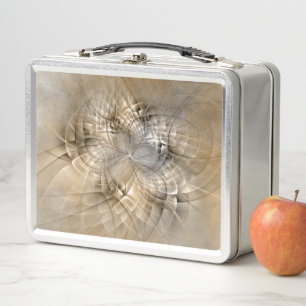 Earth Tones Abstract Modern Fractal Art Texture Metal Lunch Box