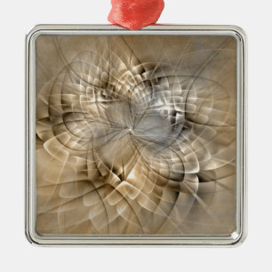 Earth Tones Abstract Modern Fractal Art Texture Metal Ornament