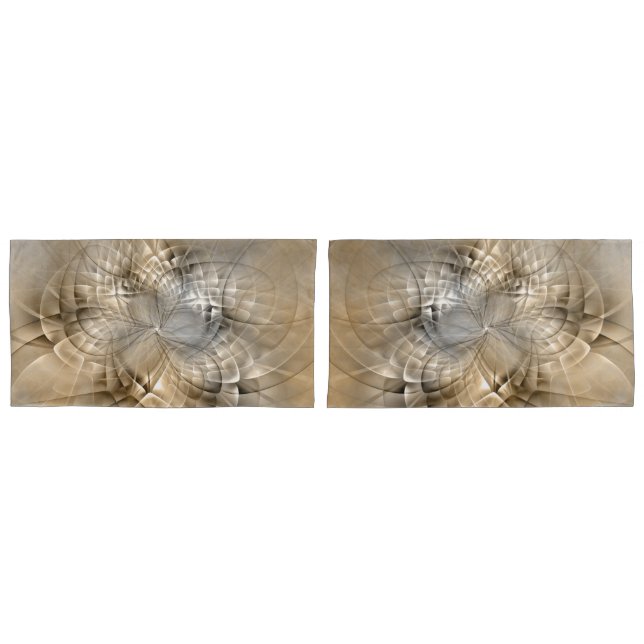 Earth Tones Abstract Modern Fractal Art Texture Pillowcase (Front-Set)