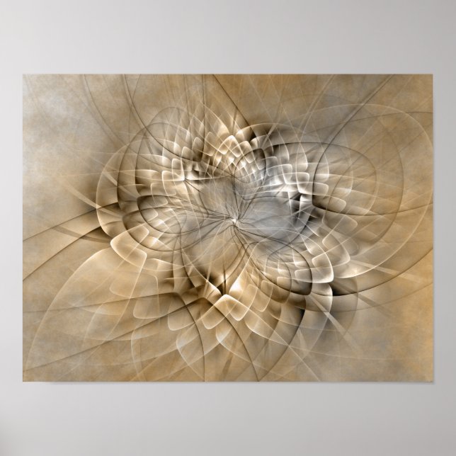 Earth Tones Abstract Modern Fractal Art Texture Poster (Front)