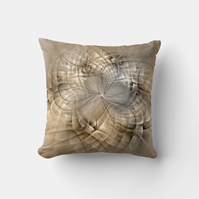 Earth Tones Abstract Modern Fractal Art Texture Throw Pillow (Front)