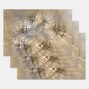 Earth Tones Abstract Modern Fractal Art Texture Wrapping Paper Sheet