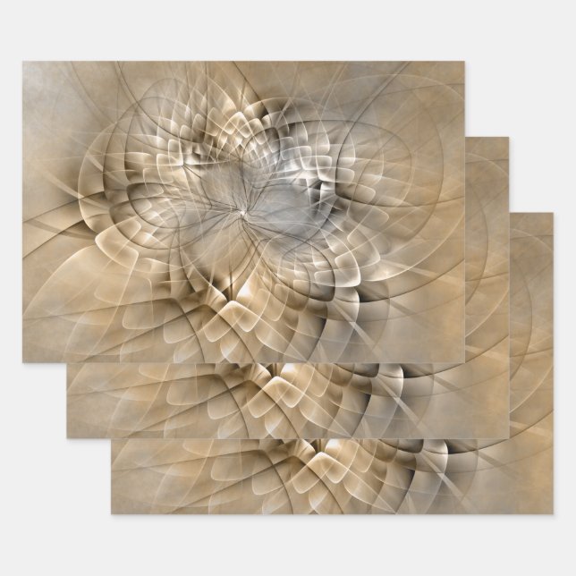 Earth Tones Abstract Modern Fractal Art Texture Wrapping Paper Sheet (Set)