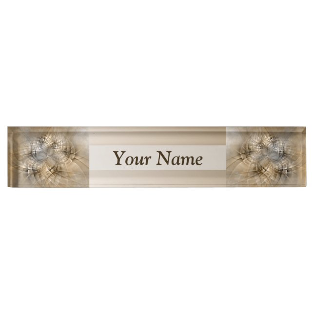 Earth Tones Abstract Modern Fractal Texture Title Nameplate (Front)