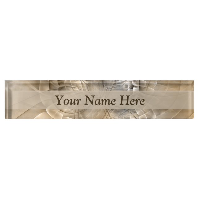 Earth Tones Abstract Modern Fractal Texture Title Nameplate (Front)
