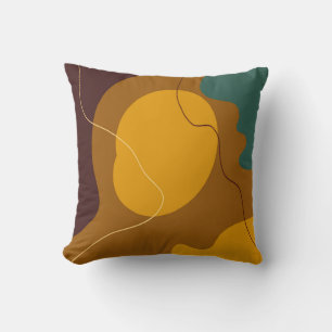 Earth tones abstract organic shapes background throw pillow
