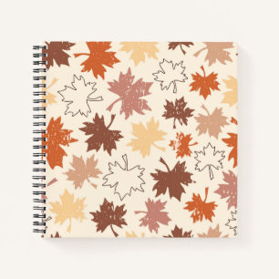 Earth tones autumn maple leaves design notebook