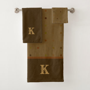 Earth Tones Brown Monogrammed Bath Towel Set