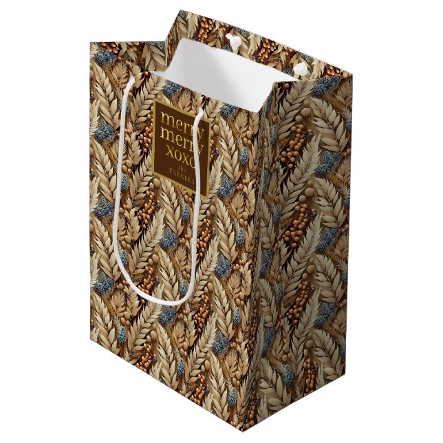 Earth Tones Christmas Merry Pattern#21 ID1009 Medium Gift Bag (Front Angled)