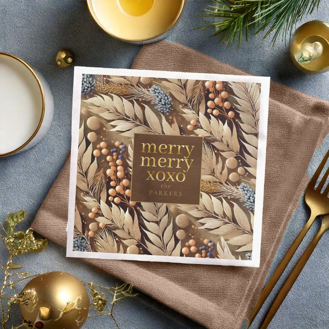 Earth Tones Christmas Merry Pattern#21 ID1009 Napkin (Creator Uploaded)