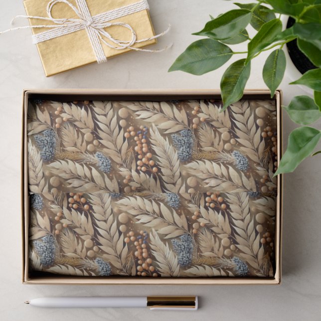 Earth Tones Christmas Merry Pattern#21 ID1009 Tissue Paper (Gift)