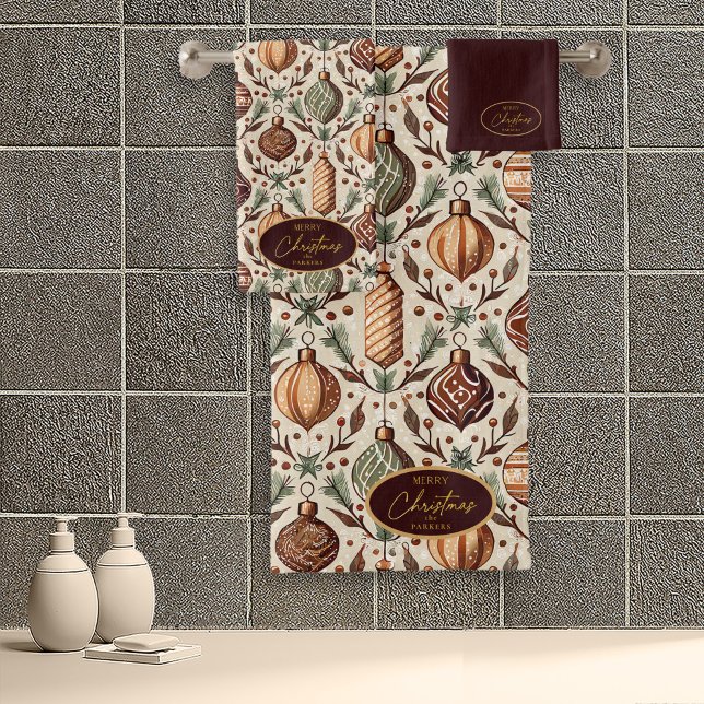 Earth Tones Christmas Pattern#12 ID1009 Bath Towel Set (Creator Uploaded)
