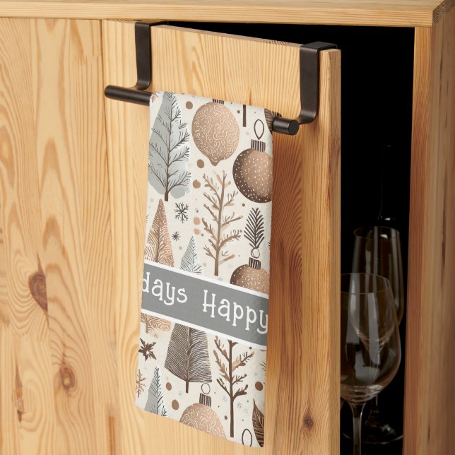 Earth Tones Christmas Pattern#25 ID1009 Kitchen Towel (Thirds Fold)